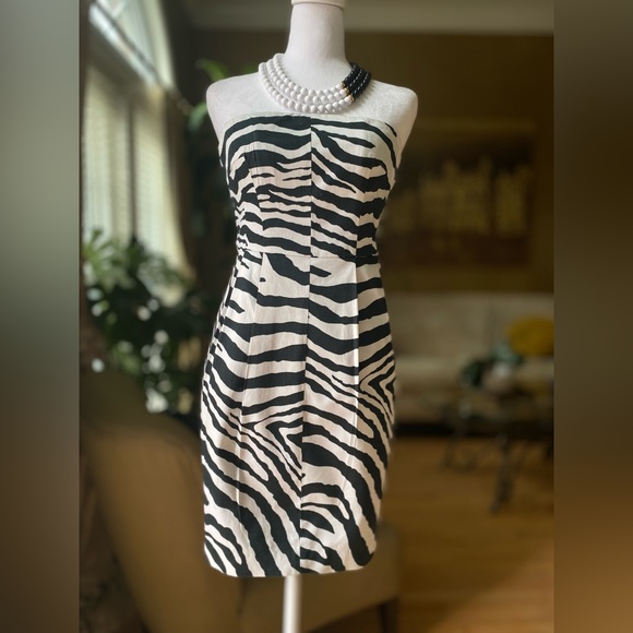 STRAPLESS BLOUSON DRESS ZEBRA ZONE